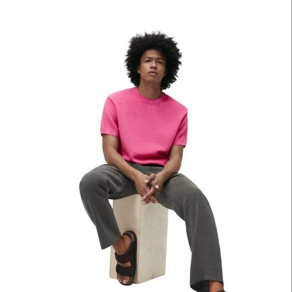 ZARA PURL-KNIT T-SHIRT PINCK SIZE M 3332/420/620 - Picture 6 of 7